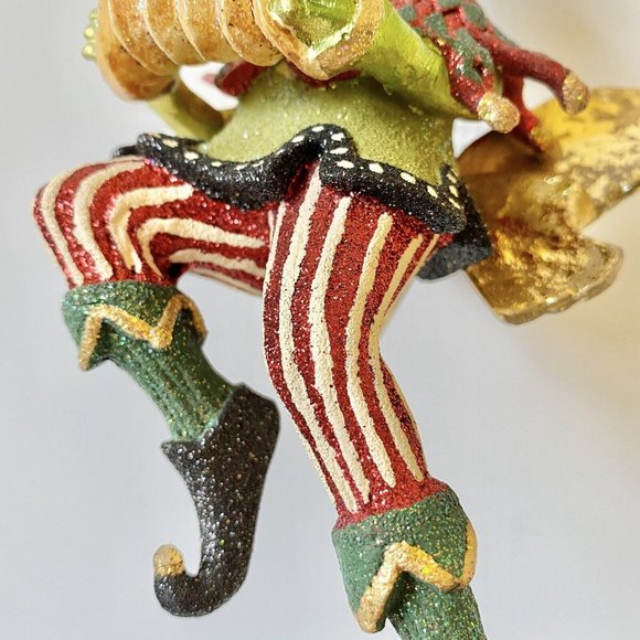 Anthropomorphic Jester Frog Playing Accordion Ornament,  Old World Style - Picture 7 of 9